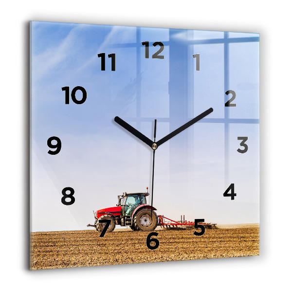 Horloge carrée en verre Un agriculteur sur un tracteur