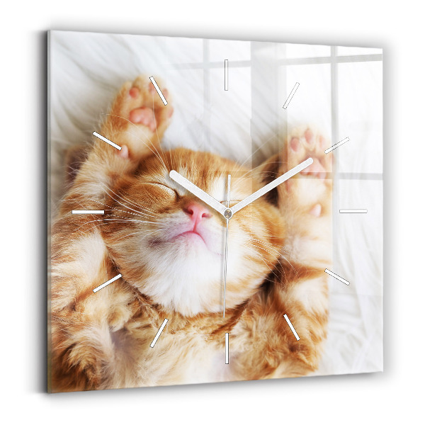 Horloge murale carrée Petit chaton endormi