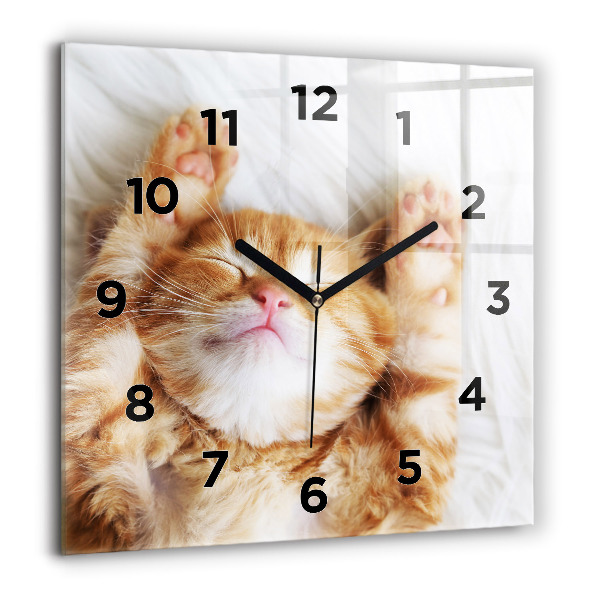 Horloge murale carrée Petit chaton endormi