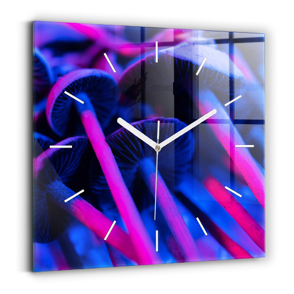 Horloge murale carrée Champignons magiques colorés