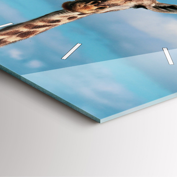 Horloge murale carrée Tête de girafe contre le ciel