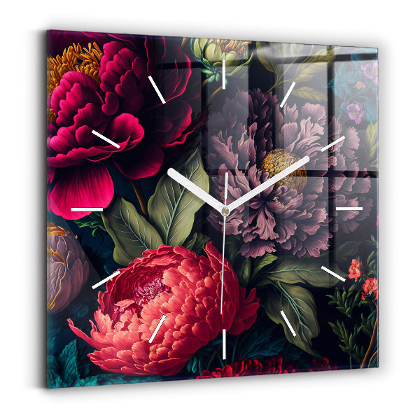 Horloge murale carrée Bouquet de fleurs vintage