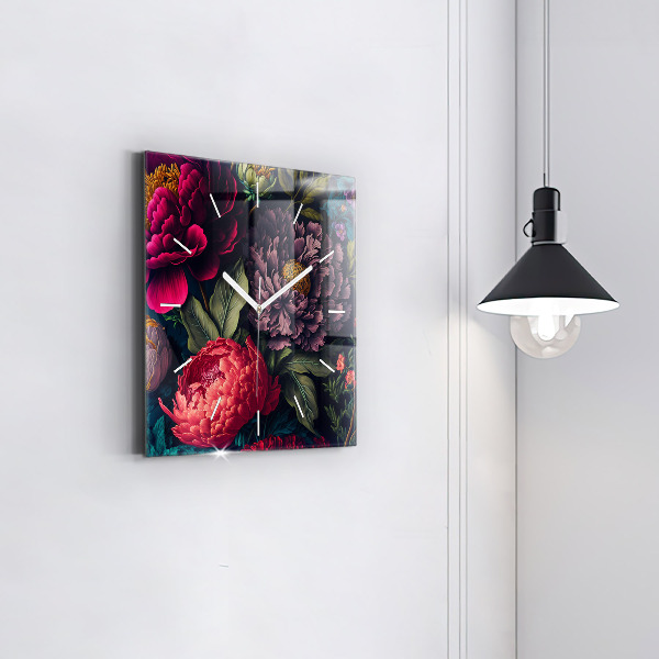 Horloge murale carrée Bouquet de fleurs vintage