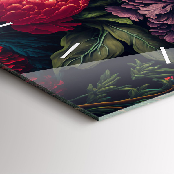 Horloge murale carrée Bouquet de fleurs vintage