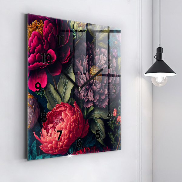 Horloge murale carrée Bouquet de fleurs vintage