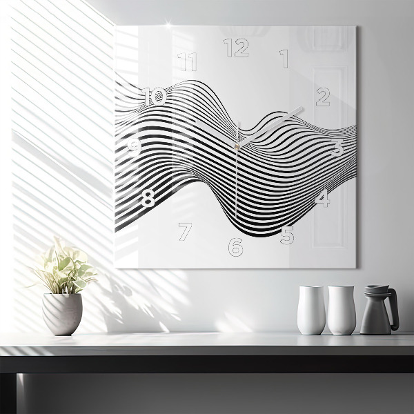 Horloge murale carrée Art en noir et blanc