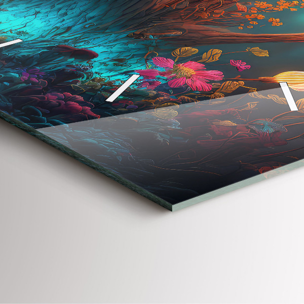 Horloge murale carrée Forêt et champignons magiques