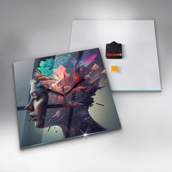 Horloge murale carrée Femme abstraite