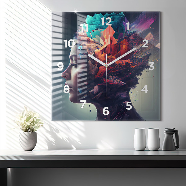 Horloge murale carrée Femme abstraite