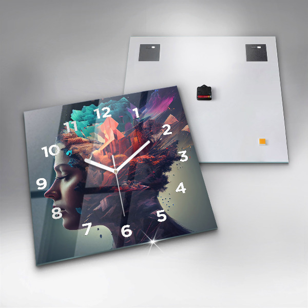 Horloge murale carrée Femme abstraite