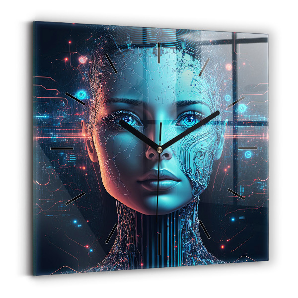 Horloge murale carrée Intelligence artificielle
