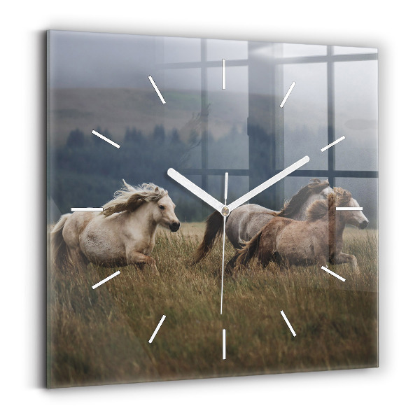 Horloge murale carrée Chevaux au galop