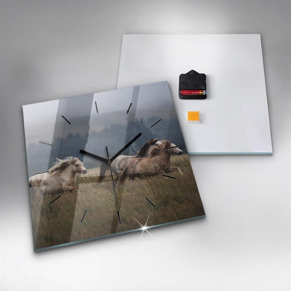 Horloge murale carrée Chevaux au galop