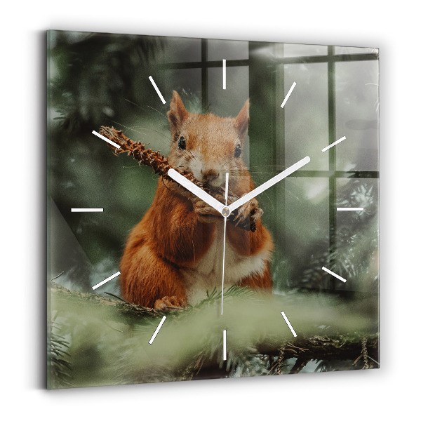 Horloge murale carrée 'L''écureuil et la nature sauvage'