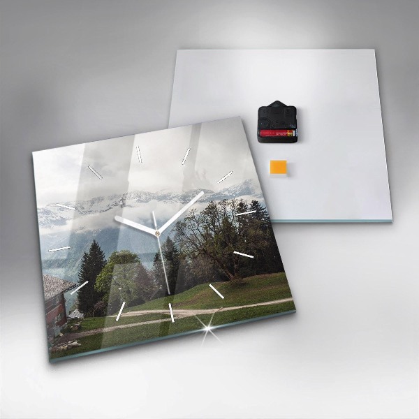 Horloge murale carrée Vue sur la montagne