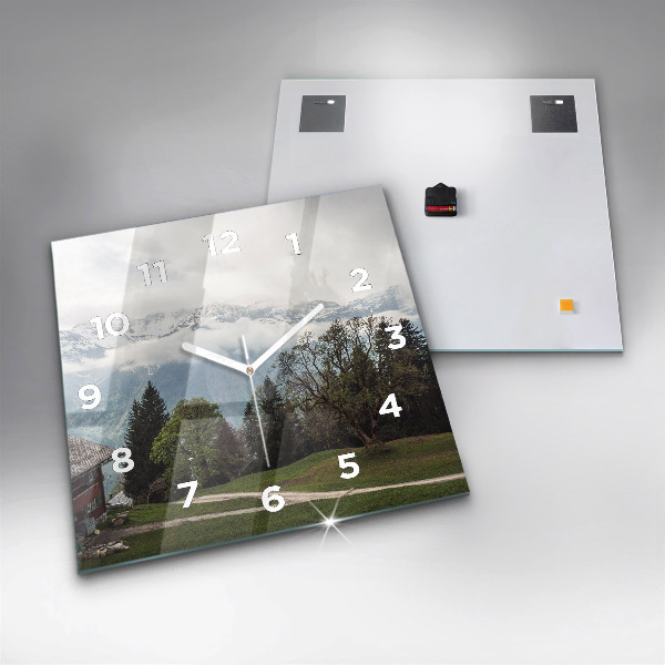 Horloge murale carrée Vue sur la montagne