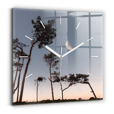 Horloge murale carrée Croissant et arbres