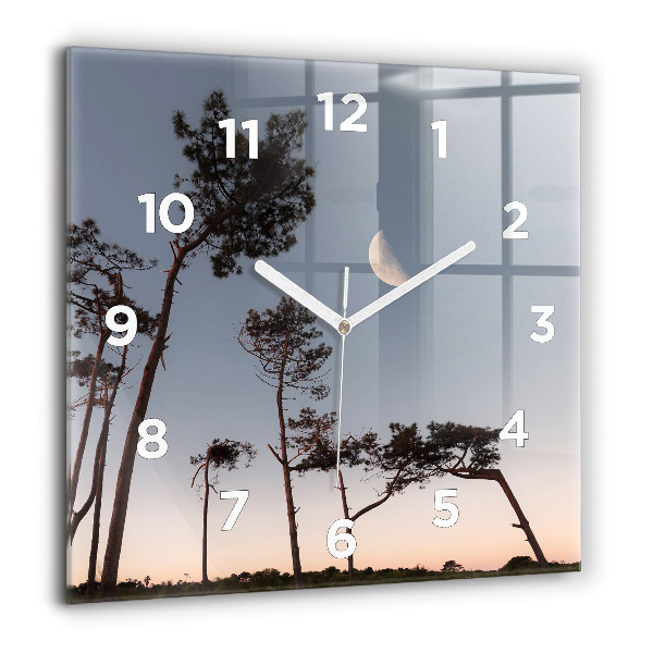 Horloge murale carrée Croissant et arbres