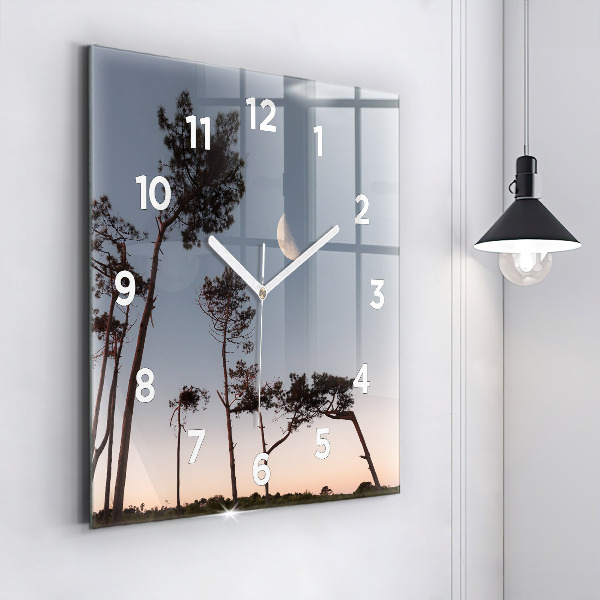 Horloge murale carrée Croissant et arbres