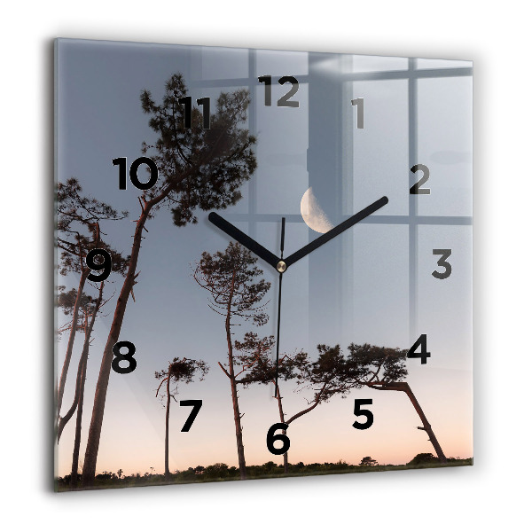 Horloge murale carrée Croissant et arbres