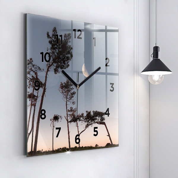 Horloge murale carrée Croissant et arbres