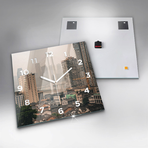 Horloge murale carrée Vieille ville de Chongqing