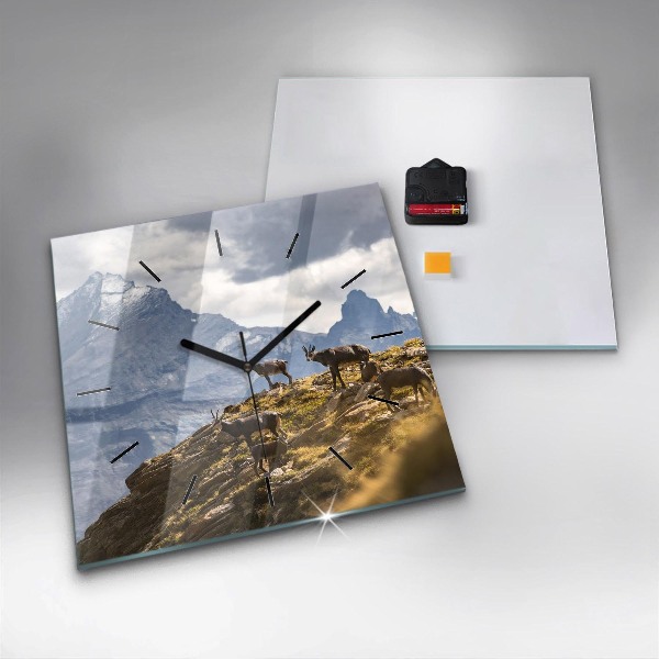 Horloge murale carrée 'Chèvre dans la Vallée d''Aoste'