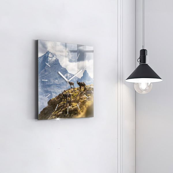 Horloge murale carrée 'Chèvre dans la Vallée d''Aoste'