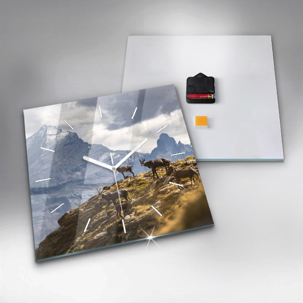 Horloge murale carrée 'Chèvre dans la Vallée d''Aoste'