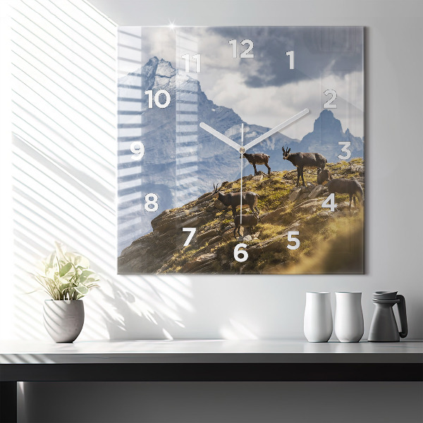 Horloge murale carrée 'Chèvre dans la Vallée d''Aoste'