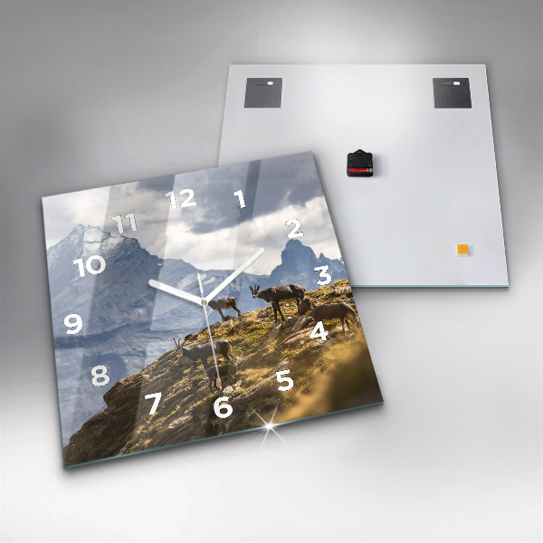 Horloge murale carrée 'Chèvre dans la Vallée d''Aoste'