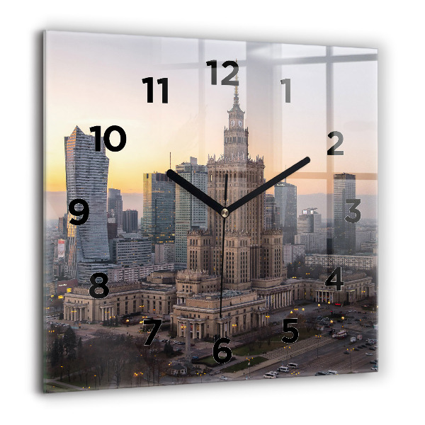 Horloge murale carrée Panorama de Varsovie