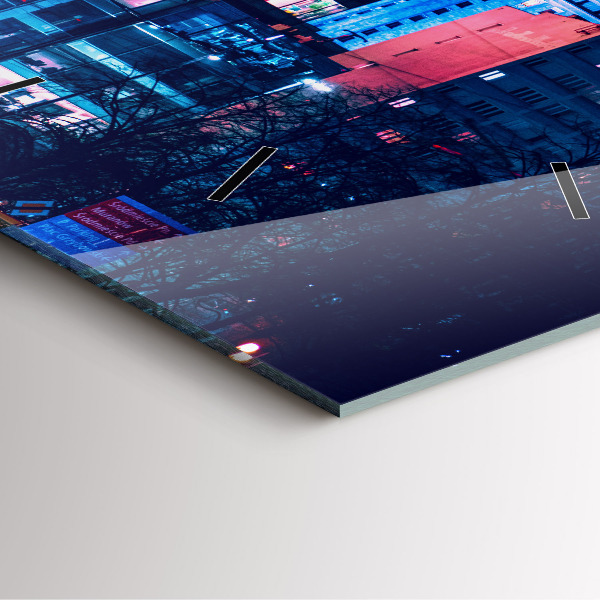 Horloge murale carrée Varsovie la nuit