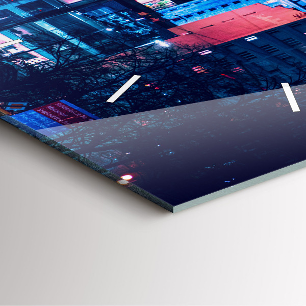 Horloge murale carrée Varsovie la nuit