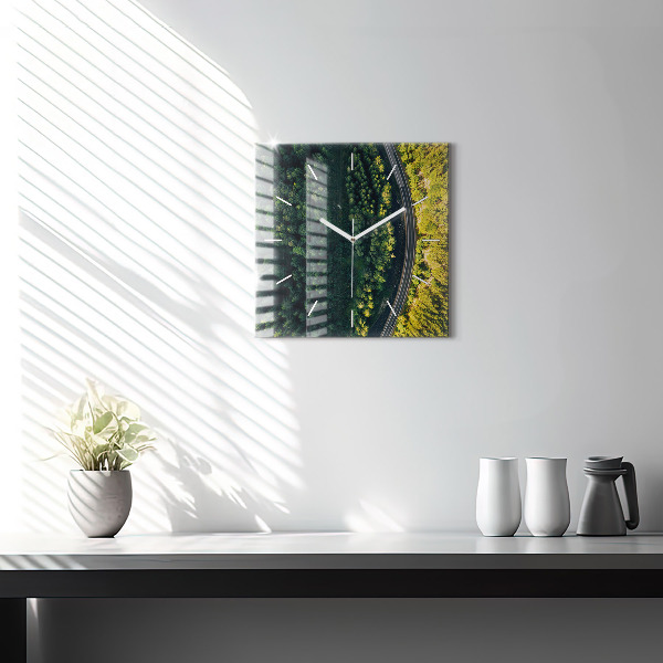Horloge murale carrée 'La forêt vue à vol d''oiseau'