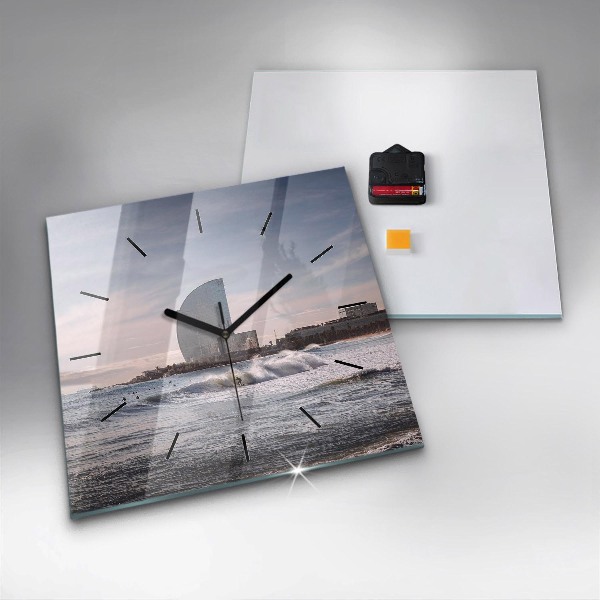 Horloge murale carrée Surfeur de Barcelone