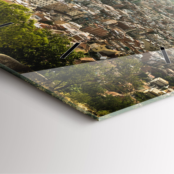 Horloge murale carrée Vue de Barcelone sur Montjuic