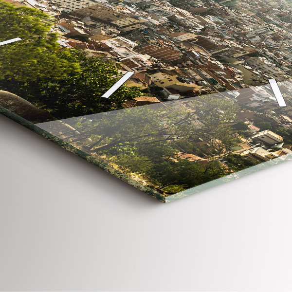 Horloge murale carrée Vue de Barcelone sur Montjuic