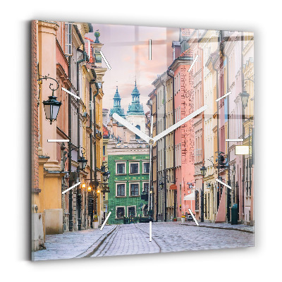 Pendule carrée en verre Vieille ville de Varsovie