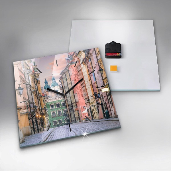 Pendule carrée en verre Vieille ville de Varsovie