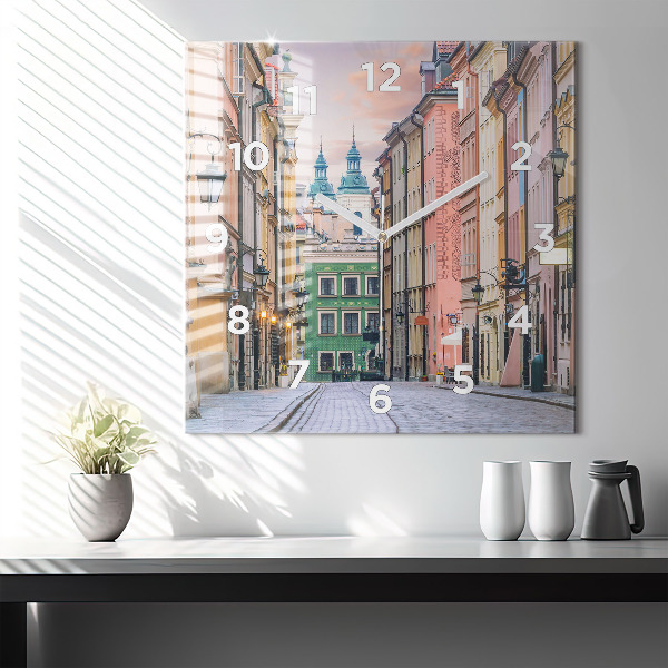 Pendule carrée en verre Vieille ville de Varsovie