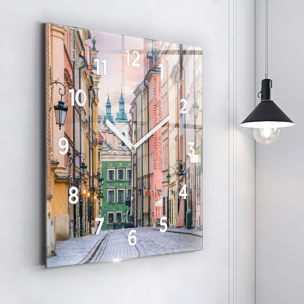 Pendule carrée en verre Vieille ville de Varsovie