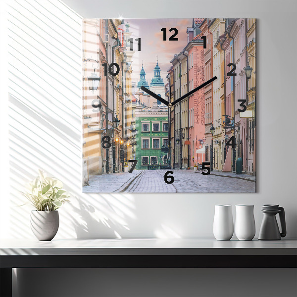 Pendule carrée en verre Vieille ville de Varsovie