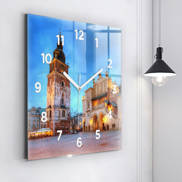 Horloge murale carrée Place du marché principal de Cracovie