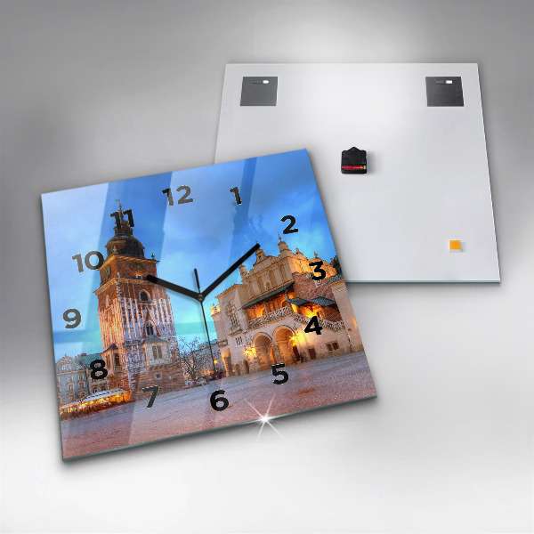 Horloge murale carrée Place du marché principal de Cracovie