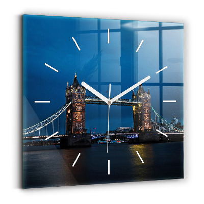 Horloge murale carrée Tower Bridge Londres la nuit