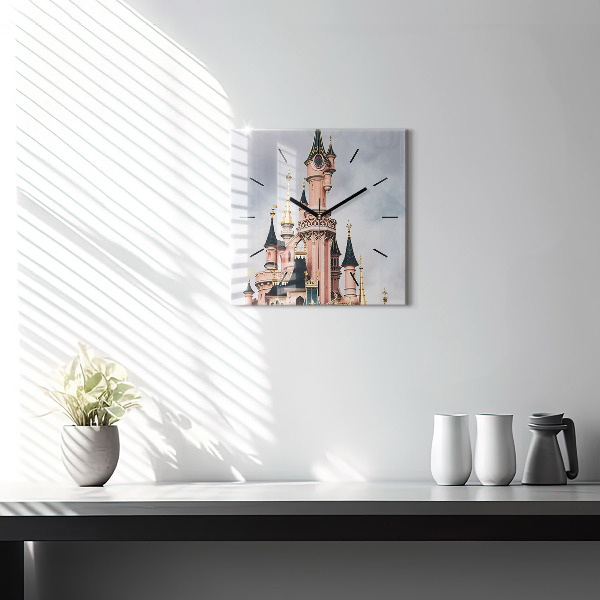 Horloge murale carrée Château de Disneyland Paris