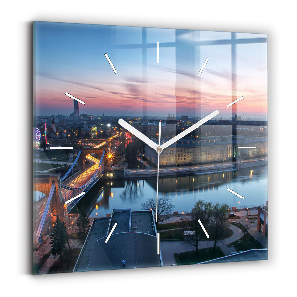 Horloge carrée en verre 'Wroclaw vu d''un drone'