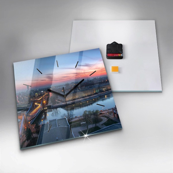 Horloge carrée en verre 'Wroclaw vu d''un drone'