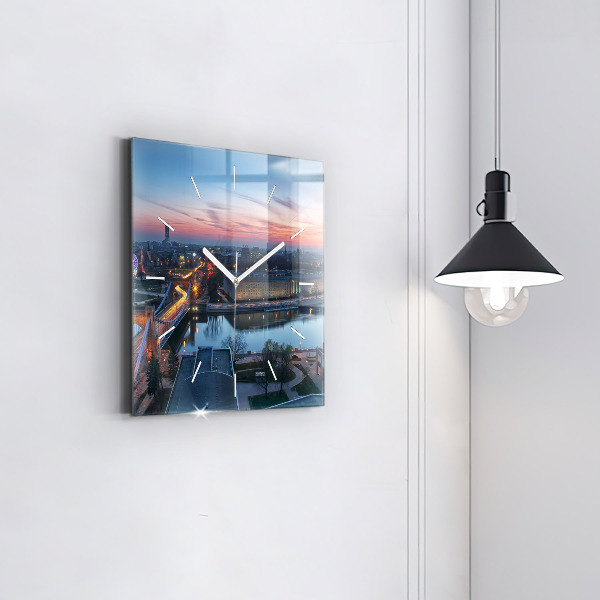 Horloge carrée en verre 'Wroclaw vu d''un drone'